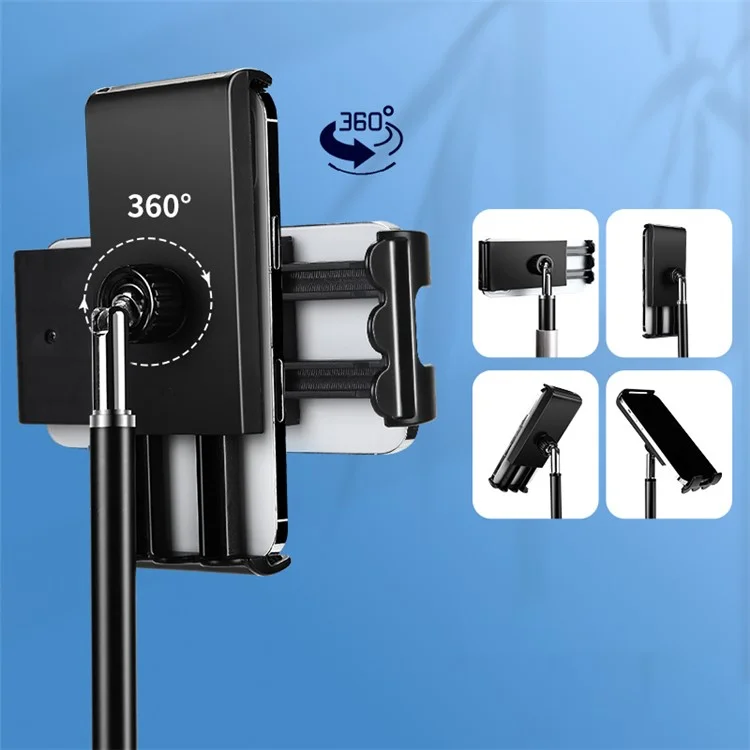 Portable Cell Phone Stand Holder Angle Adjustable Telescopic Metal Desktop Tablet Clamp Mount Holder - White