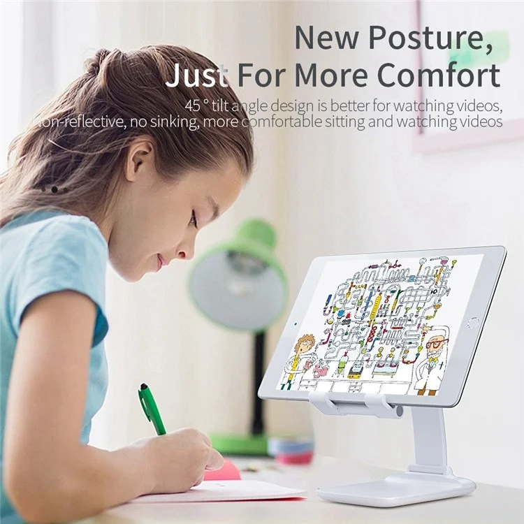 ESSAGER Soporte de escritorio para teléfono móvil de 45 grados Brazo extensible Soporte plegable para tableta - Negro 
