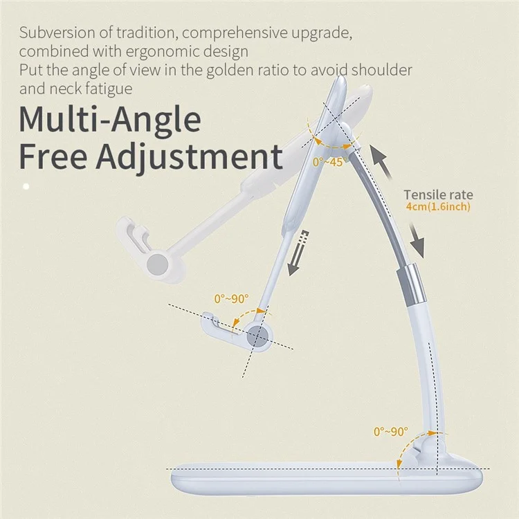 ESSAGER Soporte de escritorio para teléfono móvil de 45 grados Brazo extensible Soporte plegable para tableta - Negro 