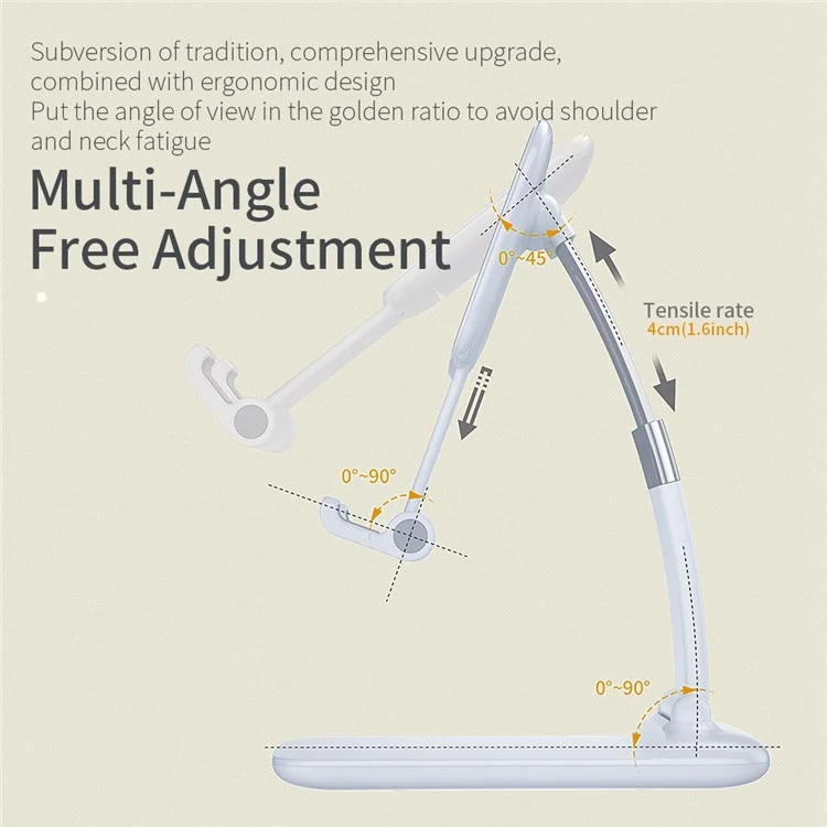 Essager 45 Градусов Настольного Мобильного Телефона Подставка Для Растягивающейся Ручки Складной Планшет - Черный