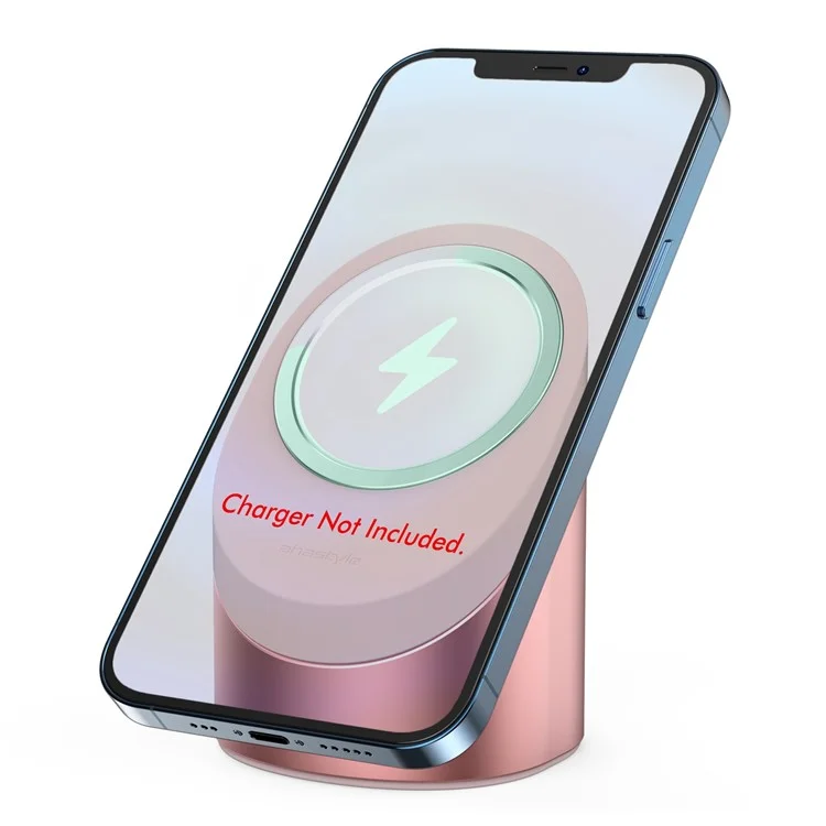 AHASTYLE PT134 Suporte Compatível com MagSafe Carregador Suporte de Alumínio Liga para iPhone 14, 13, 12 Série Anti-Deslizante Suporte de Mesa - Rosa