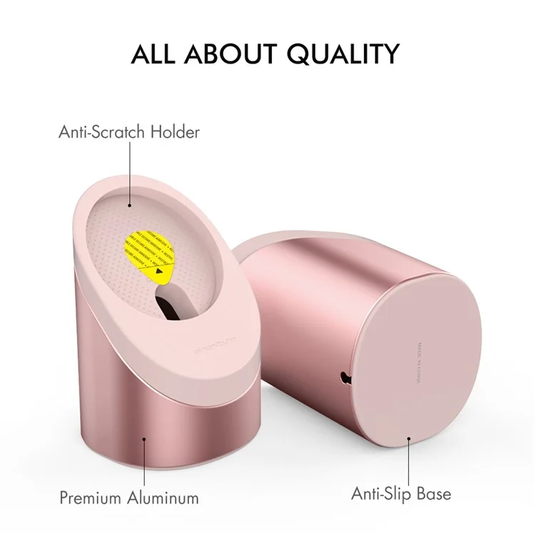 AHASTYLE PT134 Suporte Compatível com MagSafe Carregador Suporte de Alumínio Liga para iPhone 14, 13, 12 Série Anti-Deslizante Suporte de Mesa - Rosa
