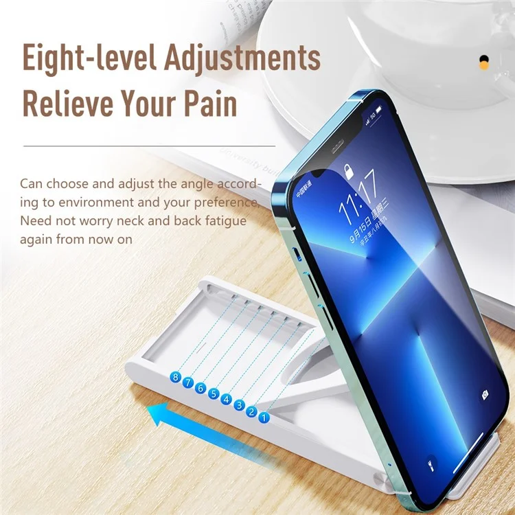 ESSAGER Universal Foldable Mobile Phone Holder Adjustable Desktop Cellphone Bracket Stand - White