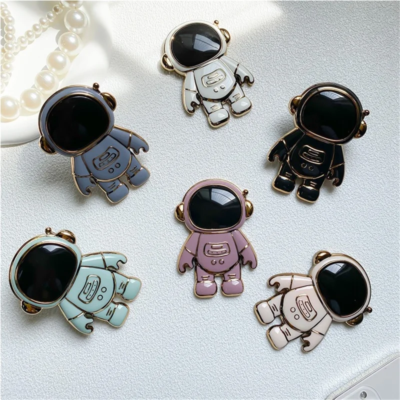 Electroplated Cartoon Astronaut Mobile Phone Adhesive Bracket Cellphone Kickstand Holder - Purple