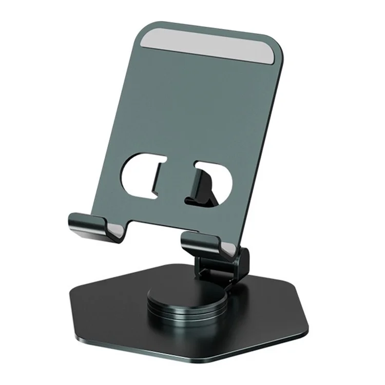 360 Degree Rotatable Hexagonal Base Desktop Phone Bracket Aluminum Alloy Folding Tablet Stand - Blackish Green