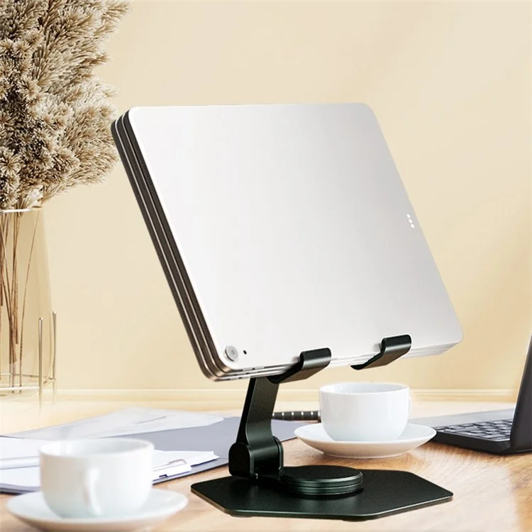 360 Degree Rotatable Hexagonal Base Desktop Phone Bracket Aluminum Alloy Folding Tablet Stand - Blackish Green