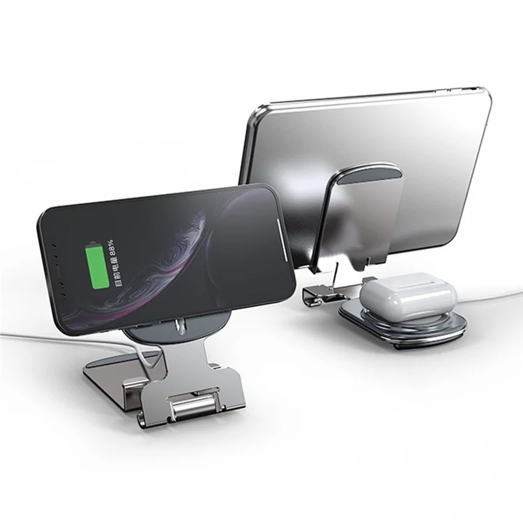 IFORCE T2 300° Rotation Folding Bracket Desktop Stand for iPhone 12 / 13 / 14 Series - Silver