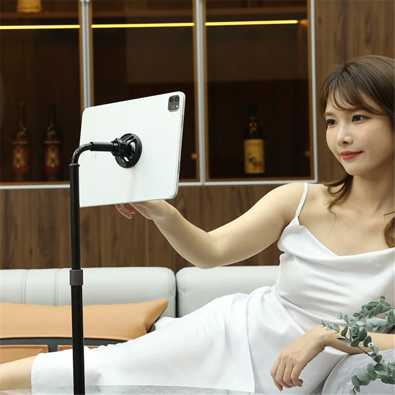 R-JUST HZ27 Retractable Phone Stand 360-Degree Rotating Metal Phone Holder Adjustable Round Base Tablet Stand