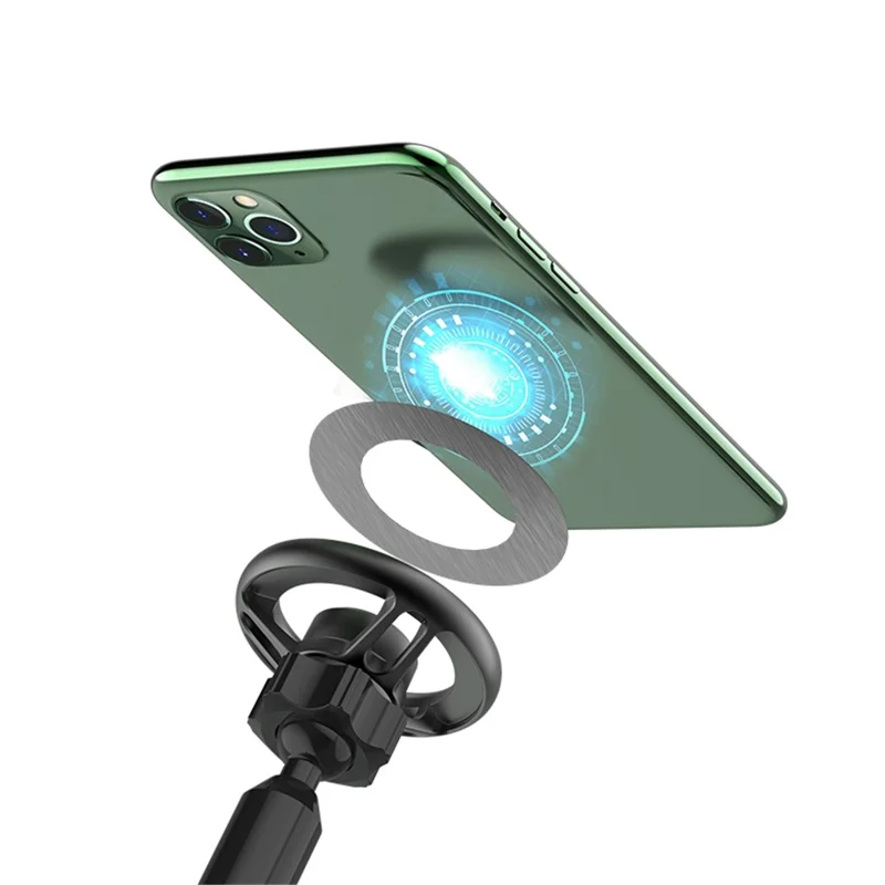 R-JUST HZ27 Retractable Phone Stand 360-Degree Rotating Metal Phone Holder Adjustable Round Base Tablet Stand