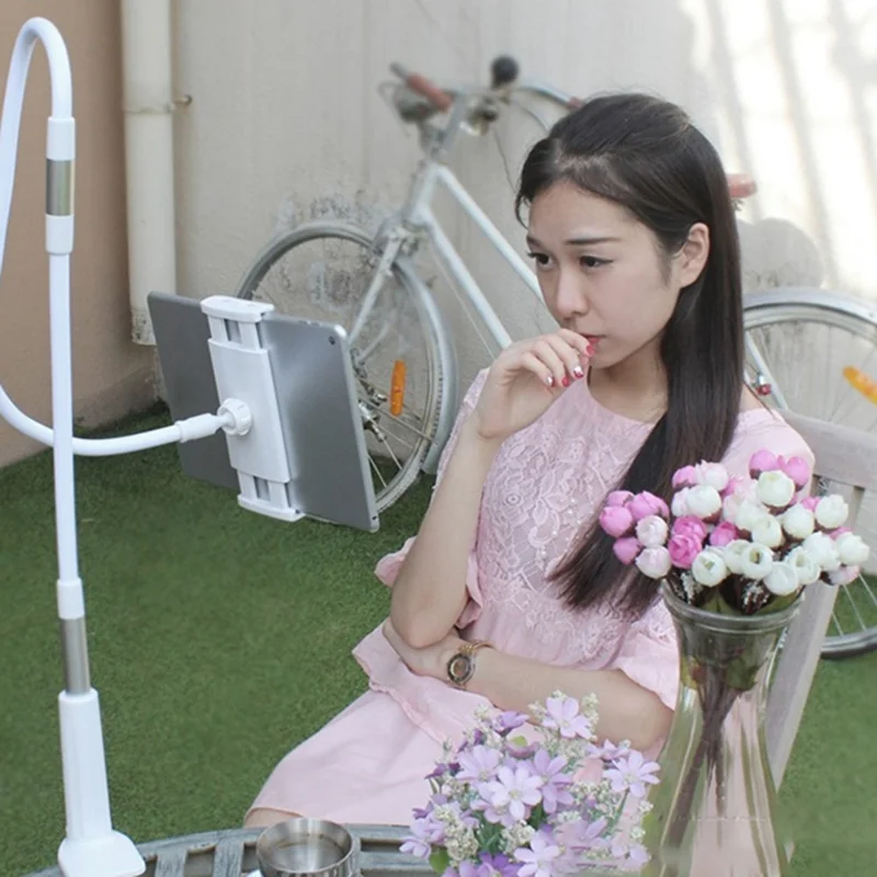 LP-6 84cm Bedside Desktop Bracket 360 Degree Rotating Lazy Bracket Tablet Holder Stand for iPad - Pink