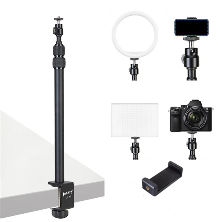 JMARY MT-49 Suporte de Luz de Mesa Clipe Suporte Ajustável Suporte de Mesa para Luz de Vídeo LED / Anel de Luz