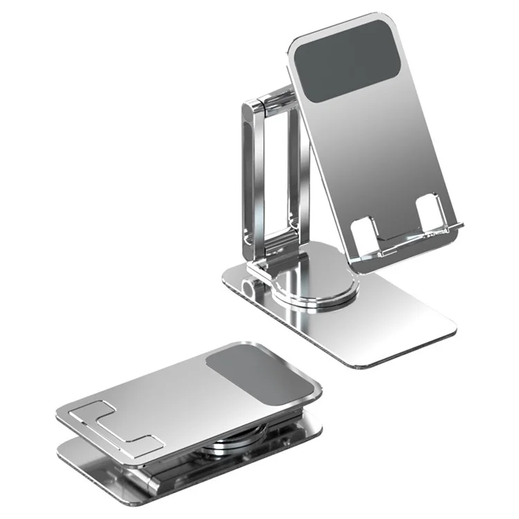 K5 Mobile Phone Tablet Desktop Holder Stand Rotatable Four Shaft Aluminum Alloy Cellphone Bracket - Silver