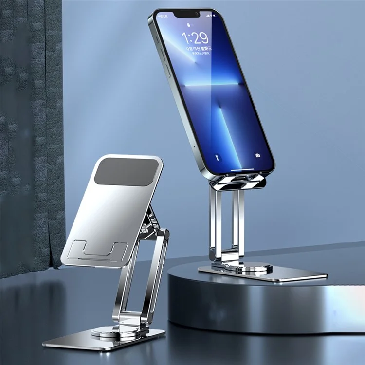 K5 Mobile Phone Tablet Desktop Holder Stand Rotatable Four Shaft Aluminum Alloy Cellphone Bracket - Silver