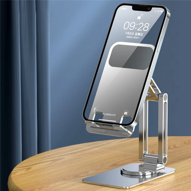 K5 Mobile Phone Tablet Desktop Holder Stand Rotatable Four Shaft Aluminum Alloy Cellphone Bracket - Silver