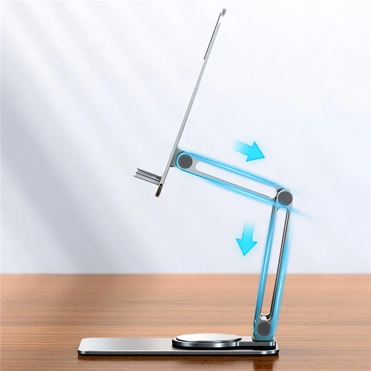 K5 Mobile Phone Tablet Desktop Holder Stand Rotatable Four Shaft Aluminum Alloy Cellphone Bracket - Silver