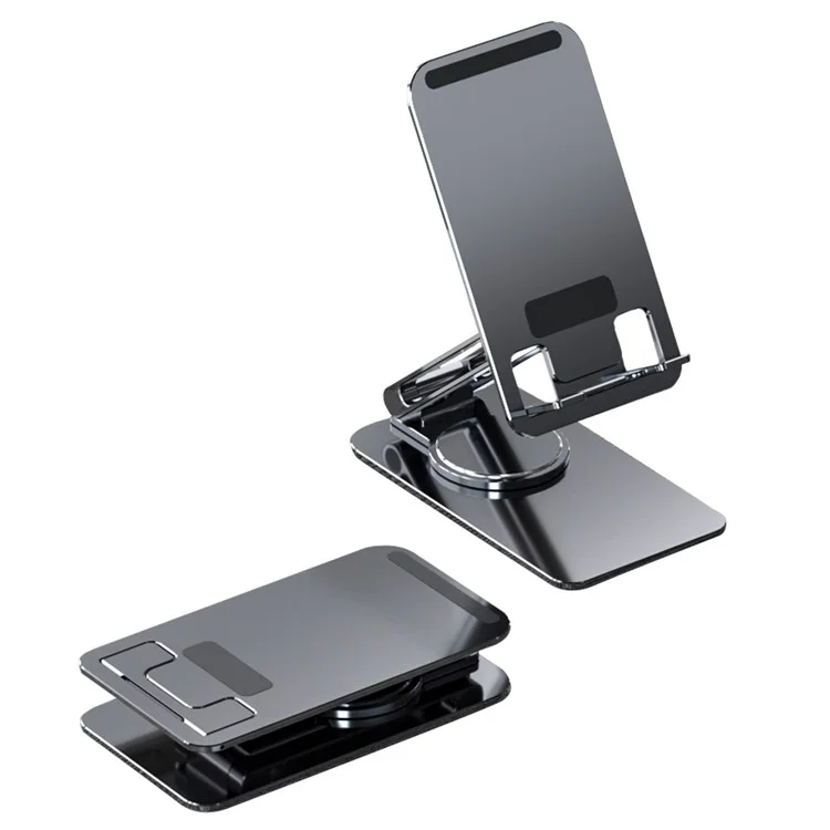 K5 Three Shaft Mobile Phone Tablet Desktop Holder Stand Rotatable Aluminum Alloy Bracket - Grey