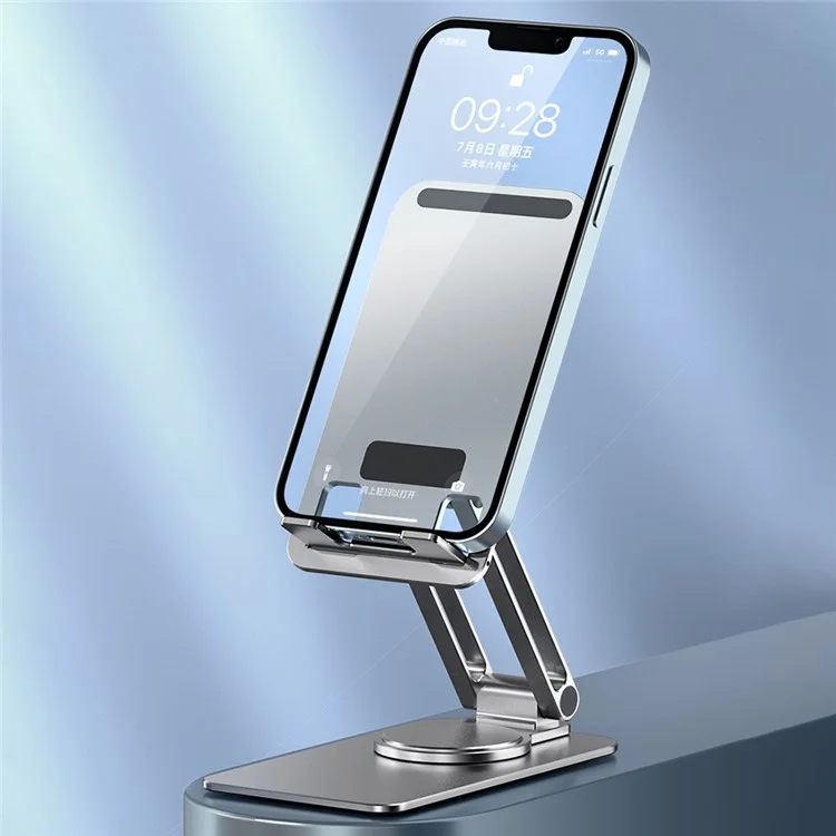 K5 Three Shaft Mobile Phone Tablet Desktop Holder Stand Rotatable Aluminum Alloy Bracket - Grey