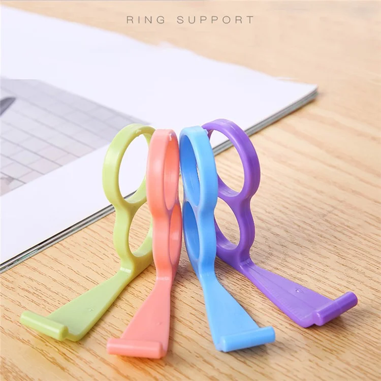 10Pcs Double Finger Ring Grip L Shaped Mobile Phone Mount Holder Plastic Desk Stand - Green