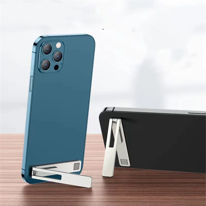 Ultra Thin Zinc Alloy Portable Magnetic Folding Desk Bracket Mobile Phone Mount Holder - Silver