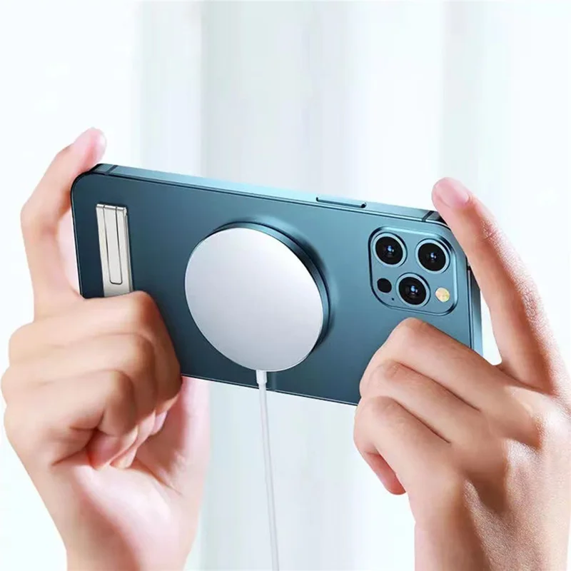 Ultra Thin Zinc Alloy Portable Magnetic Folding Desk Bracket Mobile Phone Mount Holder - Silver