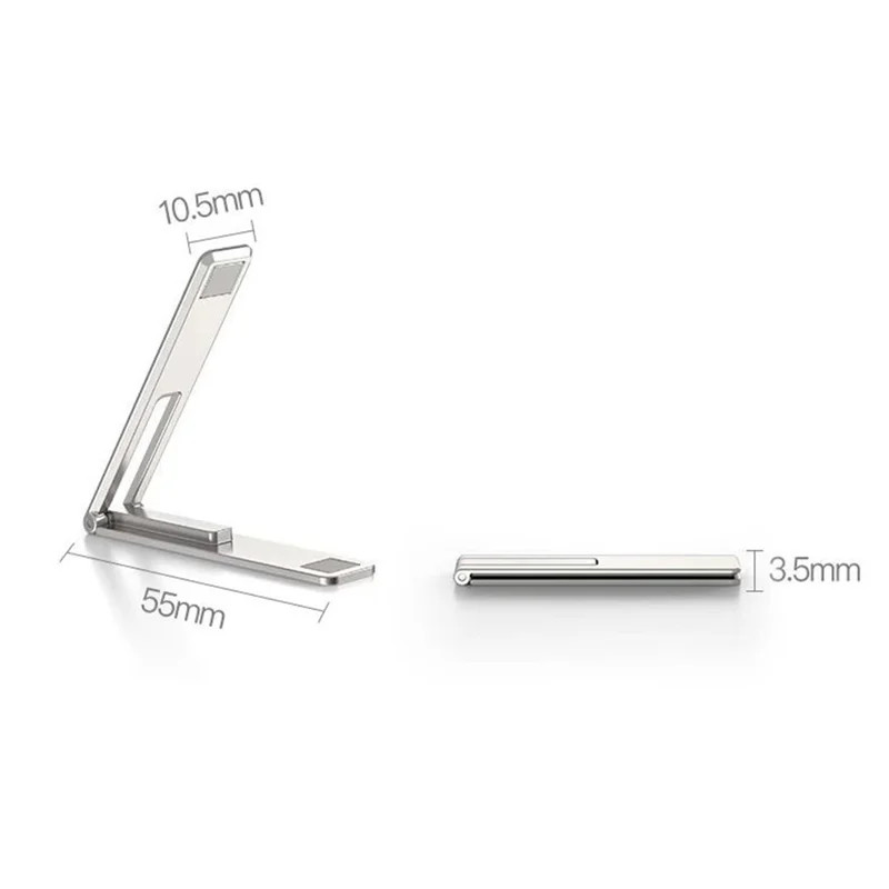 Ultra Thin Zinc Alloy Portable Magnetic Folding Desk Bracket Mobile Phone Mount Holder - Silver