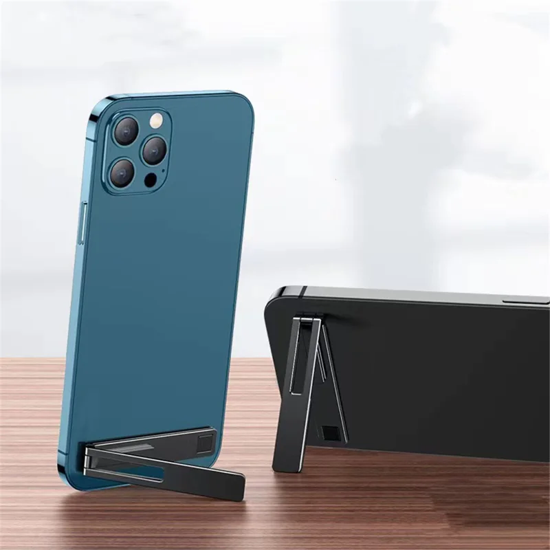 Ultra Thin Zinc Alloy Portable Magnetic Folding Desk Bracket Mobile Phone Mount Holder - Black