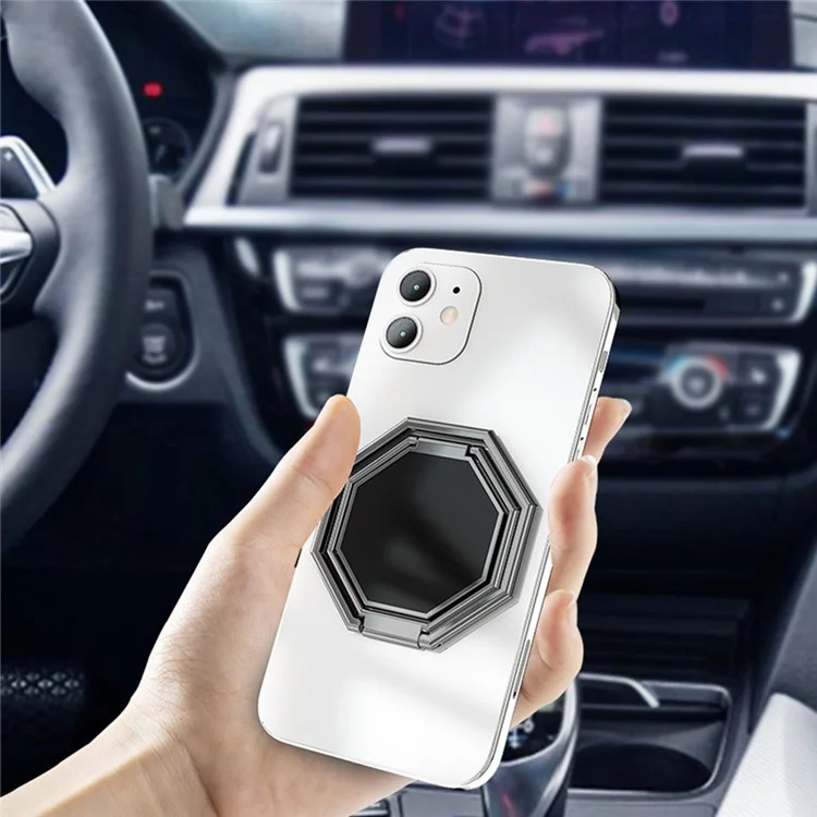 Foldable Metal Magnetic Desktop Ring Shape Phone Tablet Holder Zinc Alloy Cell Phone Stand - Silver