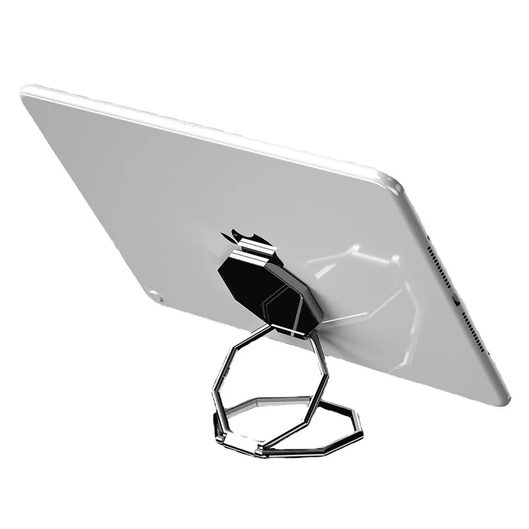 Foldable Metal Magnetic Desktop Ring Shape Phone Tablet Holder Zinc Alloy Cell Phone Stand - Silver