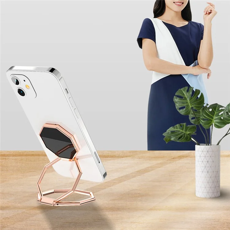 Foldable Metal Magnetic Desktop Ring Shape Phone Tablet Holder Zinc Alloy Cell Phone Stand - Silver