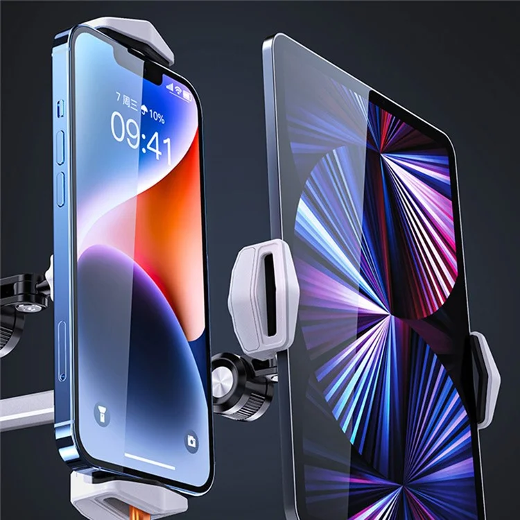 BONERUY P76 Braccio di supporto regolabile Lazy Holder per iPhone, iPad Multi-Angle Rotating Cell Phone Stand con Clip per Bedside Desktop - Nero