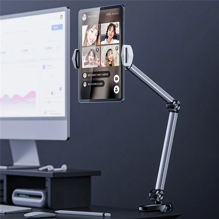 BONERUY P76 Braccio di supporto regolabile Lazy Holder per iPhone, iPad Multi-Angle Rotating Cell Phone Stand con Clip per Bedside Desktop - Nero