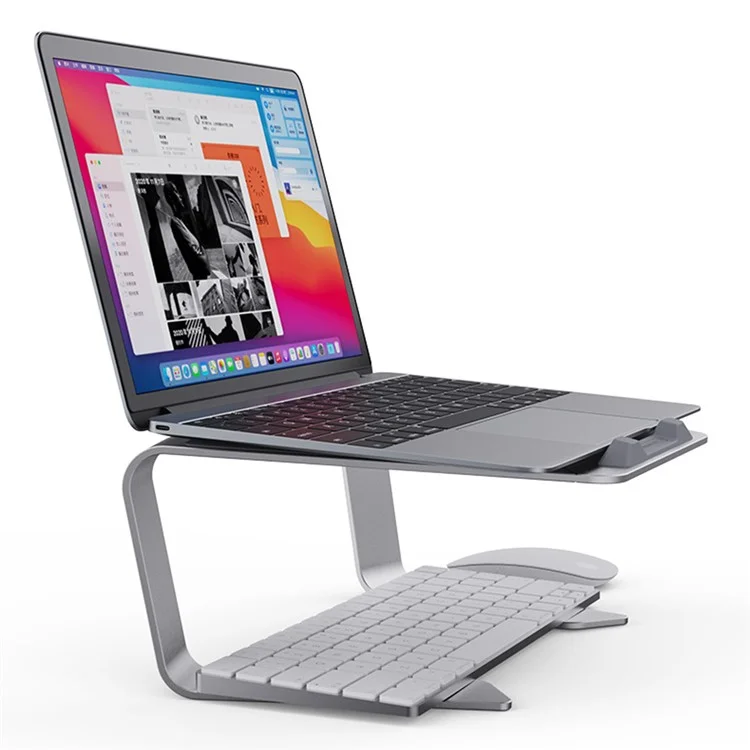 BONERUY P49 Support pour ordinateur portable de bureau de 11 à 15 pouces Porte-ordinateur portable en alliage d'aluminium Refroidissement rapide Argent 
