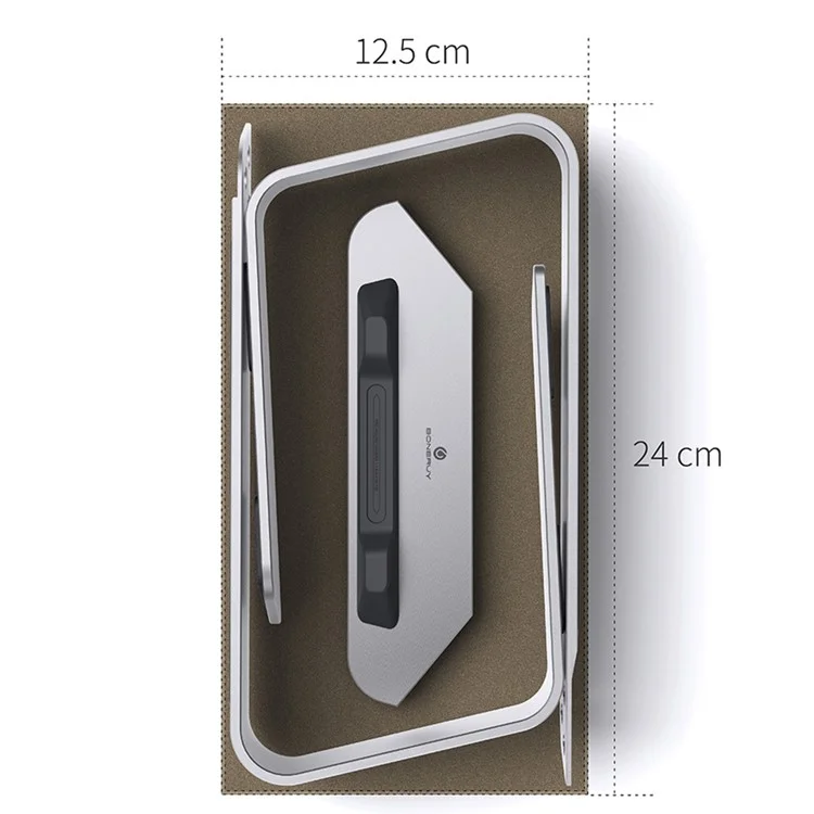 BONERUY P49 Support pour ordinateur portable de bureau de 11 à 15 pouces Porte-ordinateur portable en alliage d'aluminium Refroidissement rapide Argent 