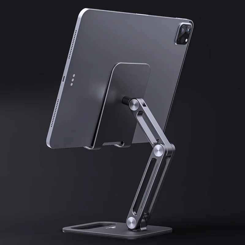 BONERUY P66 Foldable Tablet Stand Holder Aluminum Alloy Cell Phone Stand Desktop Mount Stand - Silver