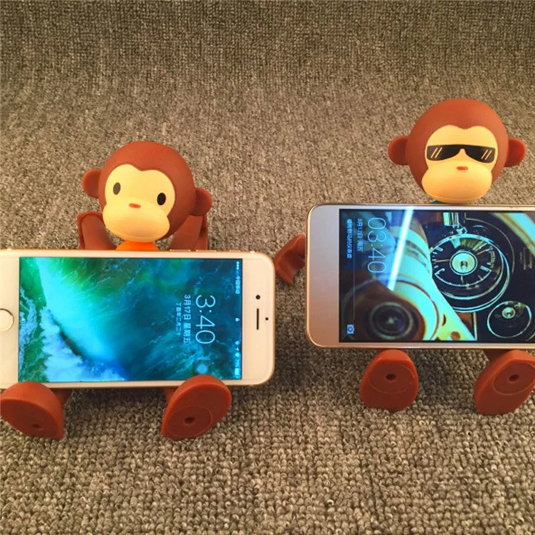 Universal Cell Phone Stand Cute Animal Monkey Shape Adjustable Phone Holder for Home Office Decor - Green