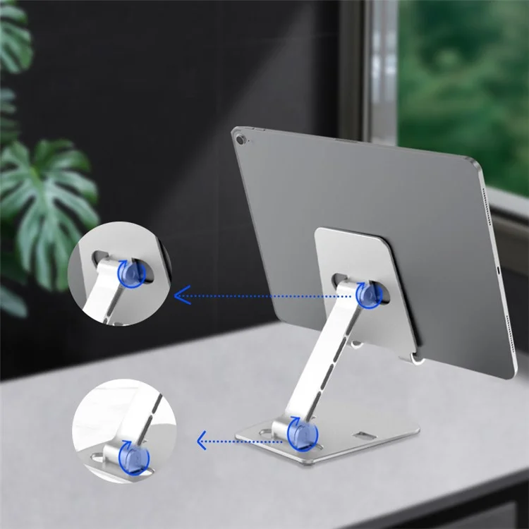 L-201 Multifunction Cell Phone Stand Holder Foldable Design Desktop Phone Tablet Desk Mount Holder - Silver