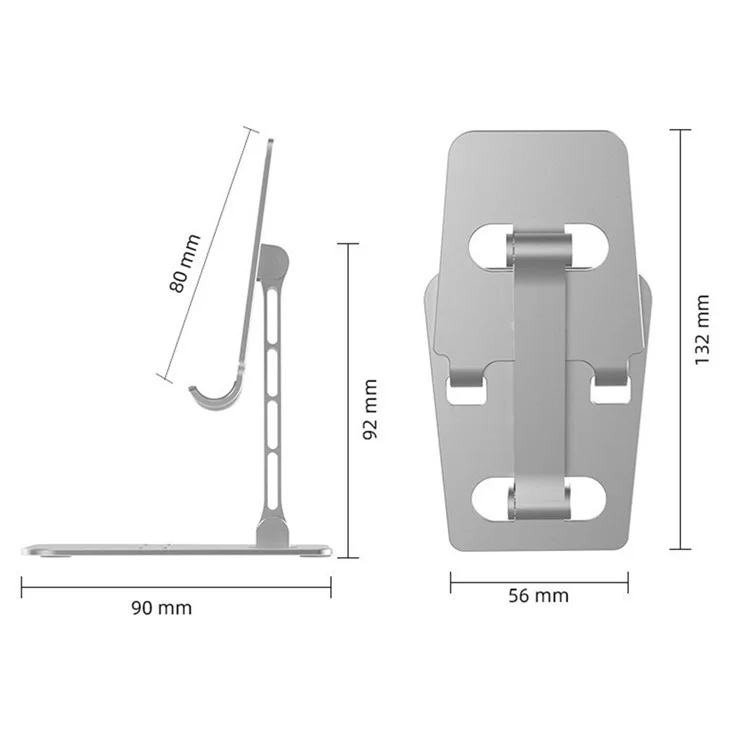 L-201 Multifunction Cell Phone Stand Holder Foldable Design Desktop Phone Tablet Desk Mount Holder - Silver