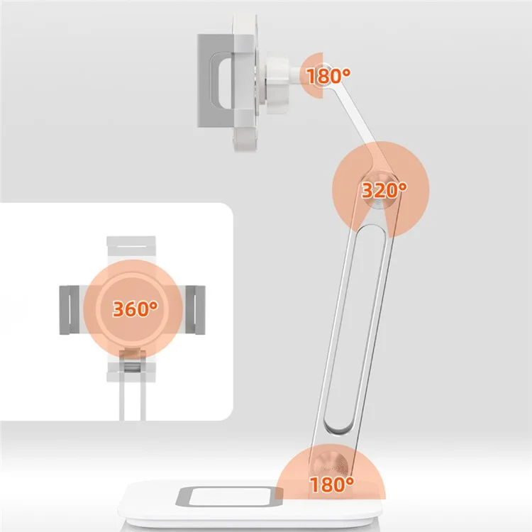 RS718 4.7" - 12.9" Cell Phone Tablet Stand Holder 360 Degree Rotating Adjustable Foldable Desktop Stand with Heavy Duty Base