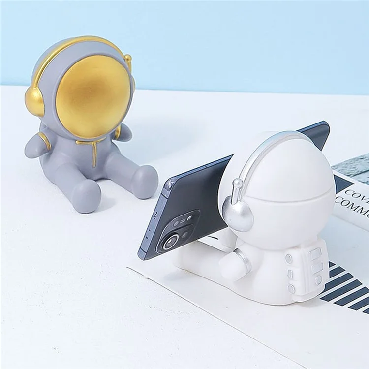 Creative Cartoon Astronaut Mobile Phone Holder Desktop Cellphone Bracket Stand Home Decor - Grey