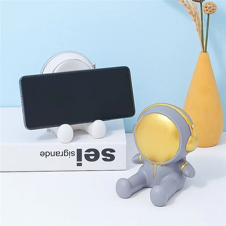 Creative Cartoon Astronaut Mobile Phone Holder Desktop Cellphone Bracket Stand Home Decor - Grey