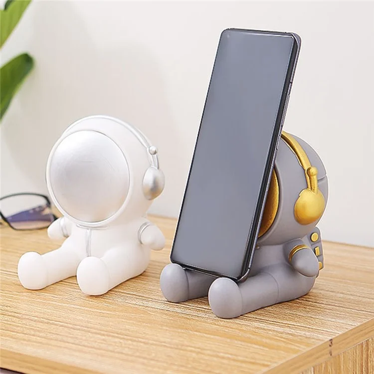 Creative Cartoon Astronaut Mobile Phone Holder Desktop Cellphone Bracket Stand Home Decor - Grey