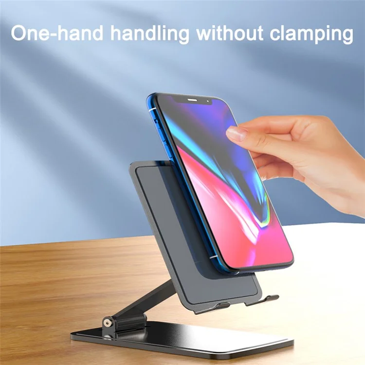 T15 Video Recording / Facetime Call Cell Phone Stand Winkelverstellbar Faltbarer Tablet-Halter für Zuhause und Büro - Schwarz