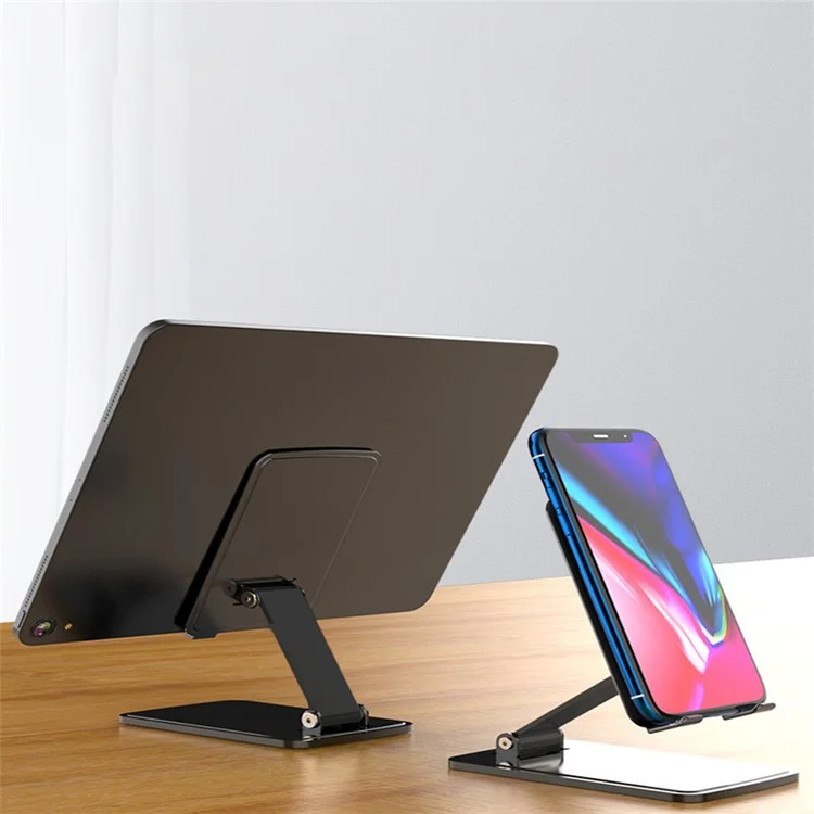 T15 Video Recording / Facetime Call Cell Phone Stand Winkelverstellbar Faltbarer Tablet-Halter für Zuhause und Büro - Schwarz