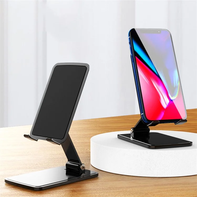 T15 Video Recording / Facetime Call Cell Phone Stand Winkelverstellbar Faltbarer Tablet-Halter für Zuhause und Büro - Schwarz