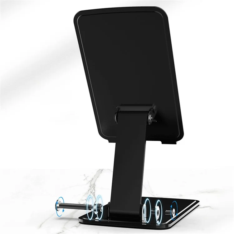 T15 Video Recording / Facetime Call Cell Phone Stand Winkelverstellbar Faltbarer Tablet-Halter für Zuhause und Büro - Schwarz