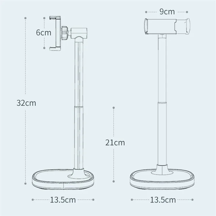X66 Lifting Mobile Phone Stand 360 Grad Drehung Handy-Clip Schreibtisch-Halterung - Weiß