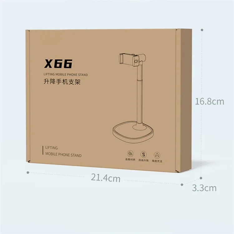 X66 Lifting Mobile Phone Stand 360 Grad Drehung Handy-Clip Schreibtisch-Halterung - Weiß