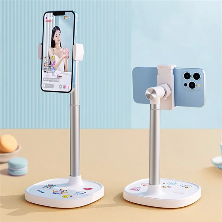 X66 Lifting Mobile Phone Stand 360 Grad Drehung Handy-Clip Schreibtisch-Halterung - Weiß
