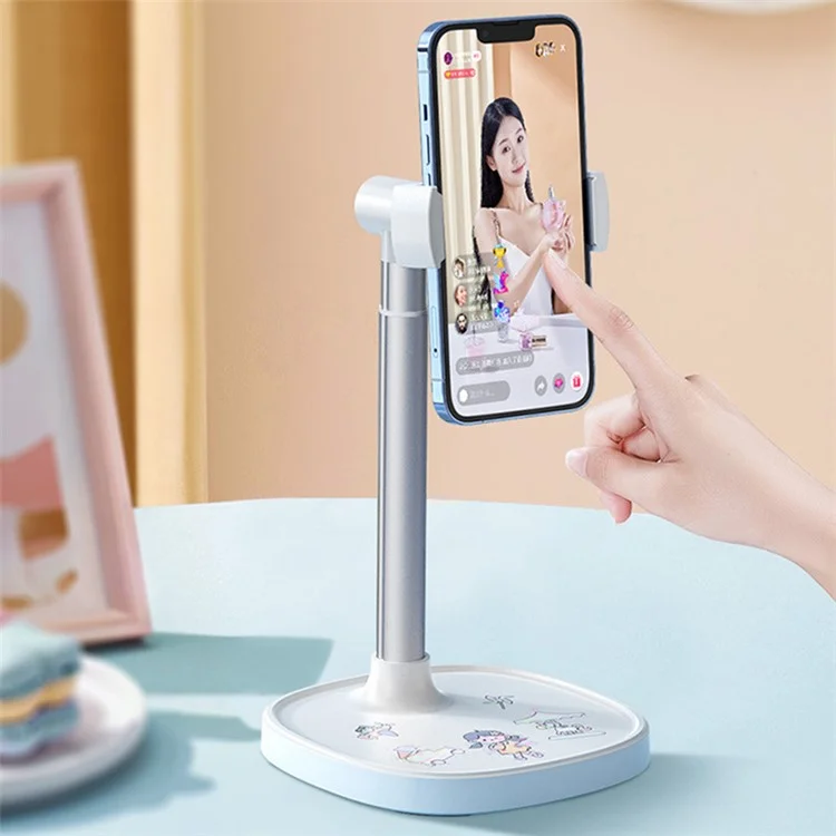 X66 Lifting Mobile Phone Stand 360 Grad Drehung Handy-Clip Schreibtisch-Halterung - Weiß