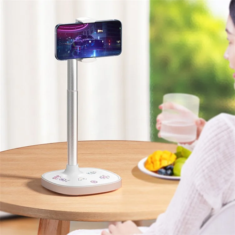 X66 Lifting Mobile Phone Stand 360 Grad Drehung Handy-Clip Schreibtisch-Halterung - Weiß